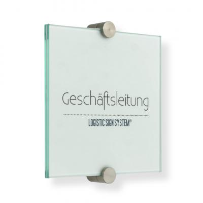 Türschild VITRUM K , Glasschild, Büroschild, Doppelglasschild